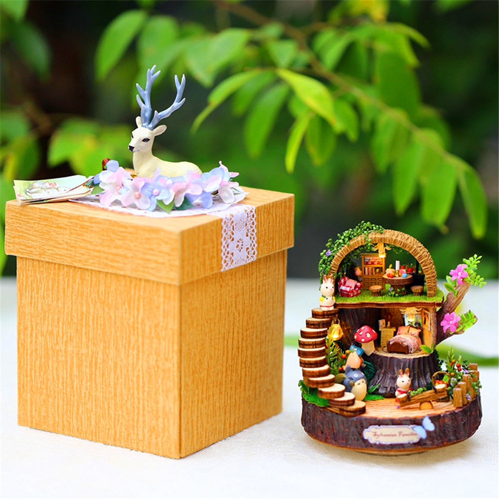 My Neighbor Totoro Music Box DIY Handmade LED Castle in the Sky Children Toys Birthday Romantic Gift Valentine's Day Present